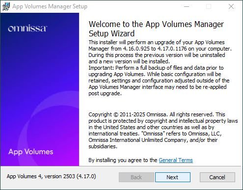 Omnissa Horizon 2503 guida upgrade: App Volumes Manager - pt.1 9 app volumes manager 9