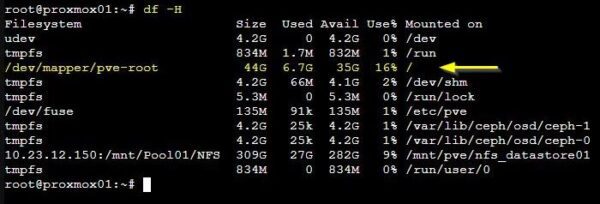 Estendere la root partition Proxmox con LVM 3 root partition proxmox 3