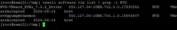 "Device or resource busy" error when uninstalling the NVIDIA VIB on VMware ESXi 1 device or resource busy 1