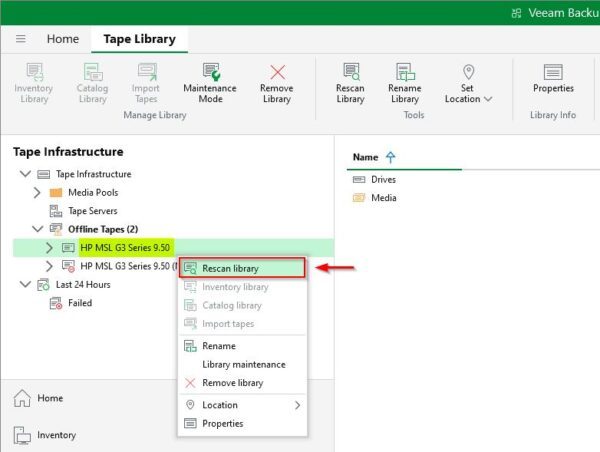 Veeam Tape Library errore "VBR isn't current owner" 8 VBR isn't current owner 8