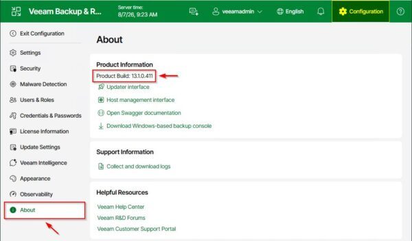 Veeam Appliance 13.1 upgrade procedure 10 Veeam Appliance 13.1 upgrade 10